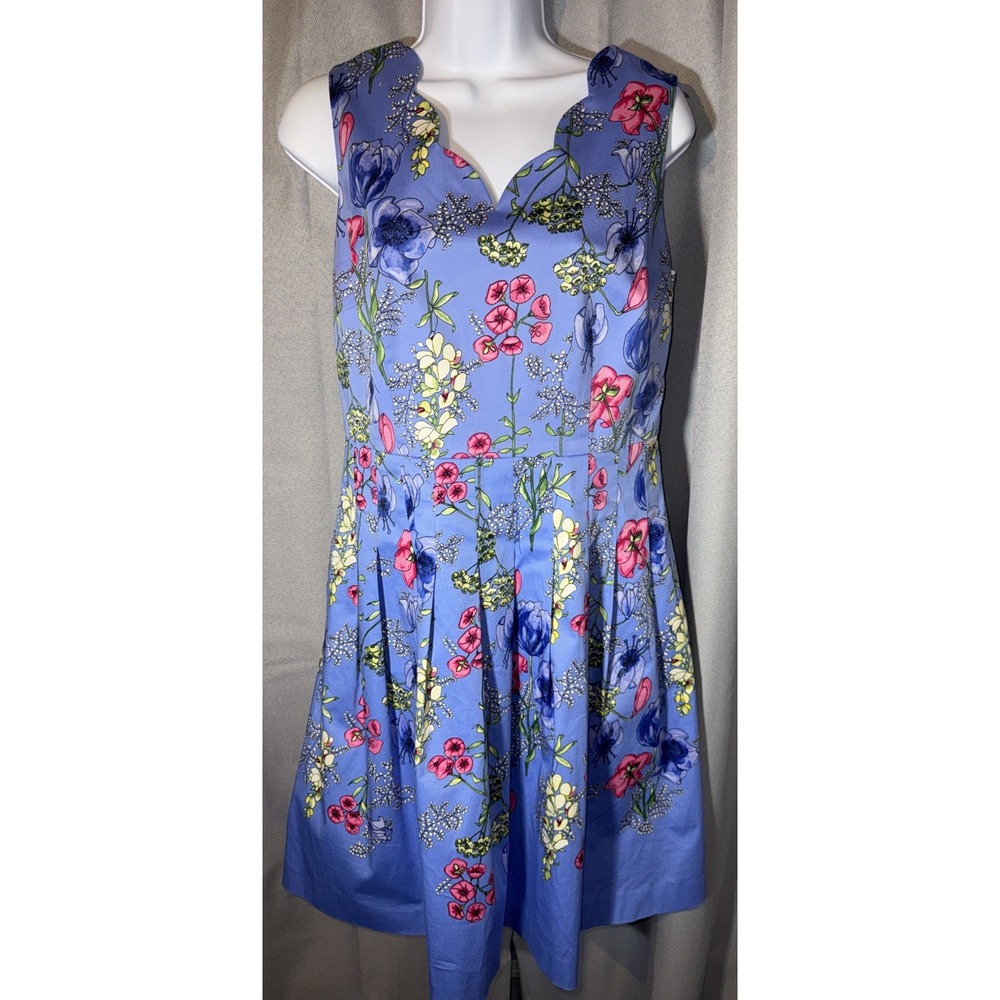 rsvp by Talbots Floral Fit Flare Dress 6P 6 Petite Blue Pleated Cocktail